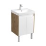 Тумба с раковиной Aquaton Сканди Doors 55 белый глянец, дуб рустикальный