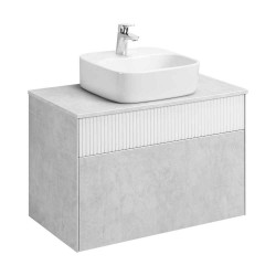 Тумба с раковиной Aquaton Марбл 80 слэйт/Одри Soft 42, белый матовый