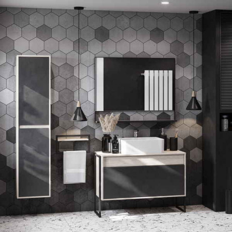 Шкаф колонна Aquaton Лофт Урбан серый графит, дуб орегон